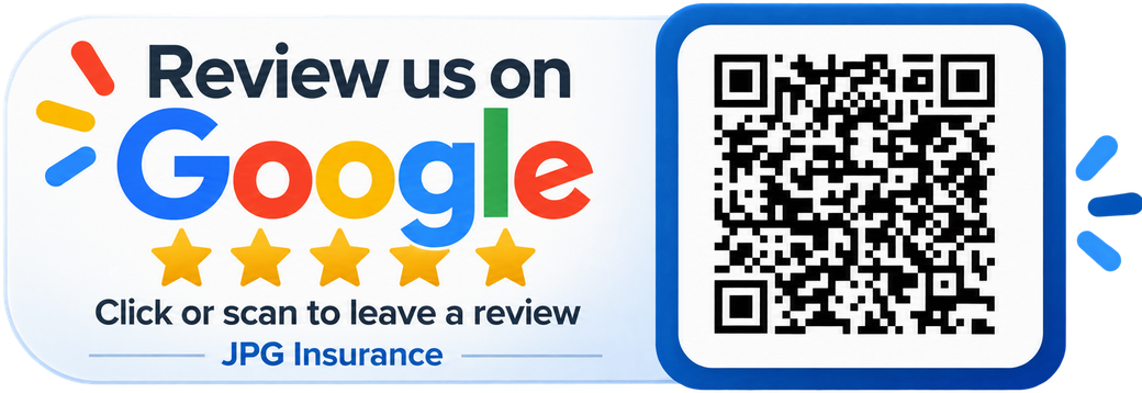 Review JPG Insurance on Google — click or scan to leave a review